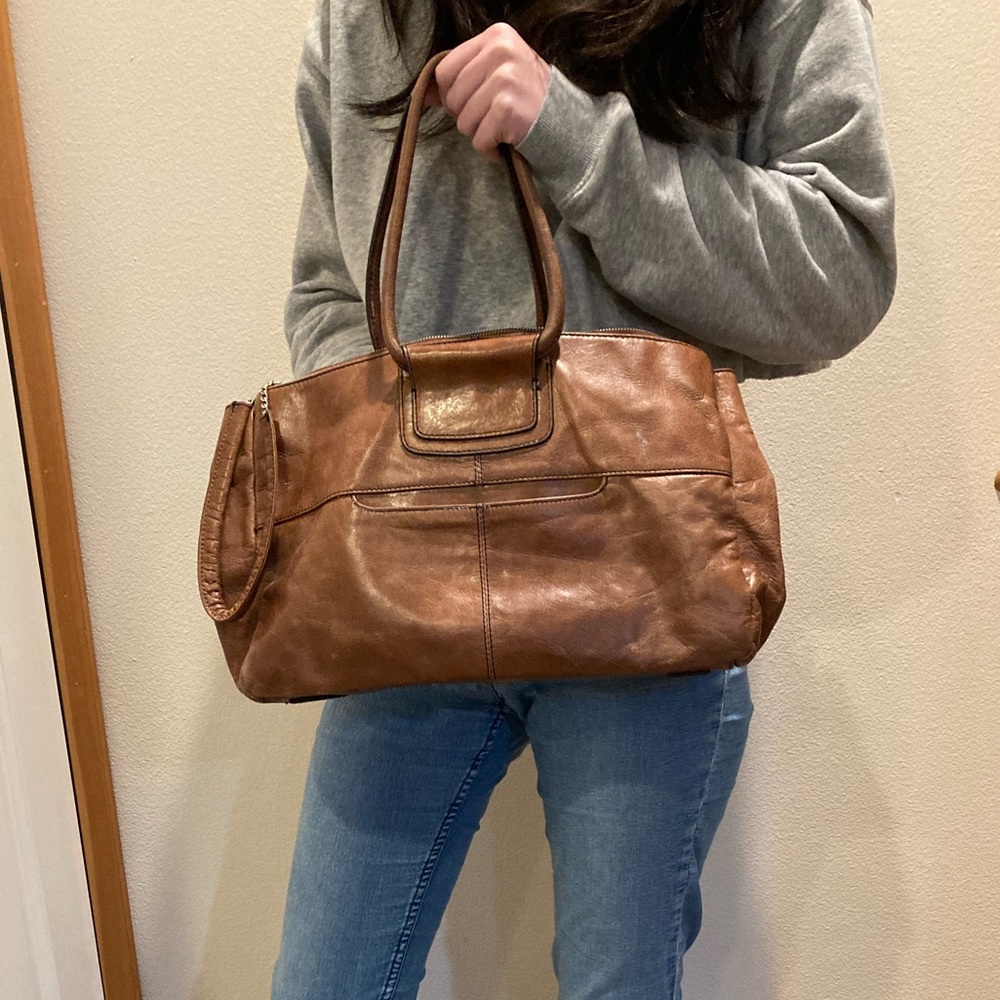 Rare Brown Leather HOBO Bag - 3 Big Pockets